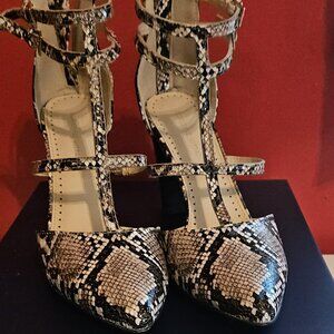 Snakeskin-Look T-Strap Pumps: Nocera by Adrienne Vittadini